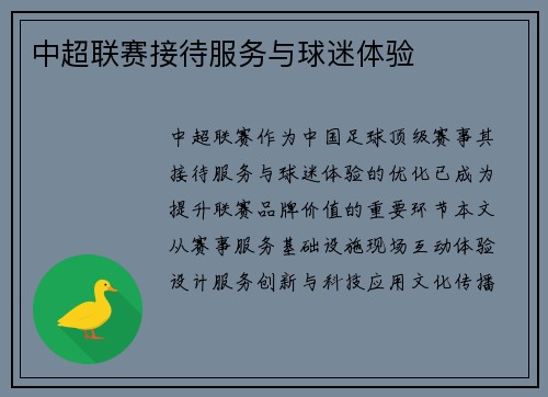 中超联赛接待服务与球迷体验
